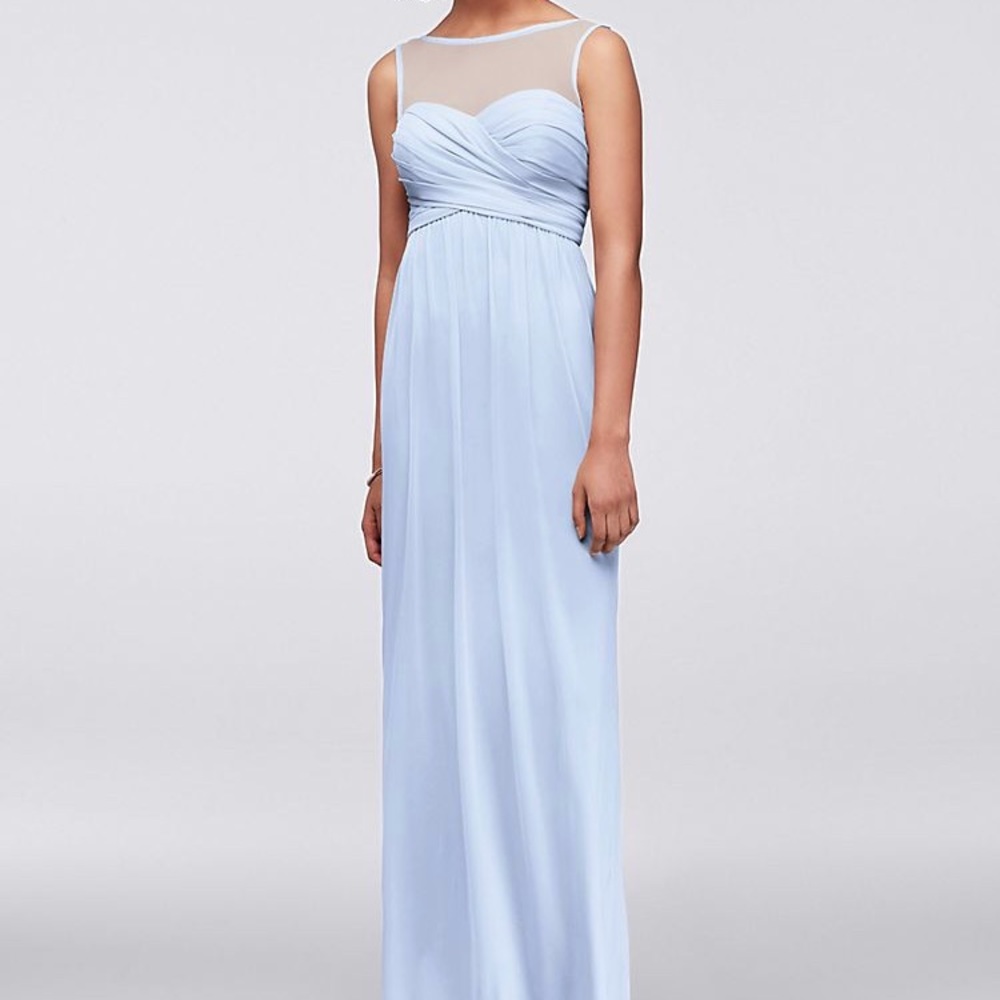 David’s Bridal Long Mesh Dress Illusion Neckline